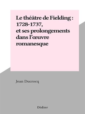 cover image of Le théâtre de Fielding